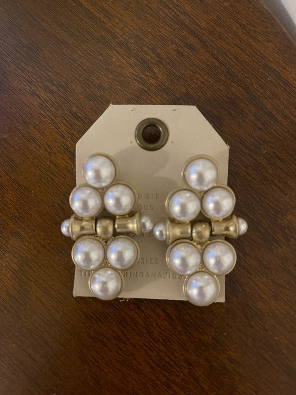Anthropologie Faux Pearl Cluster Gold-Tone earrings